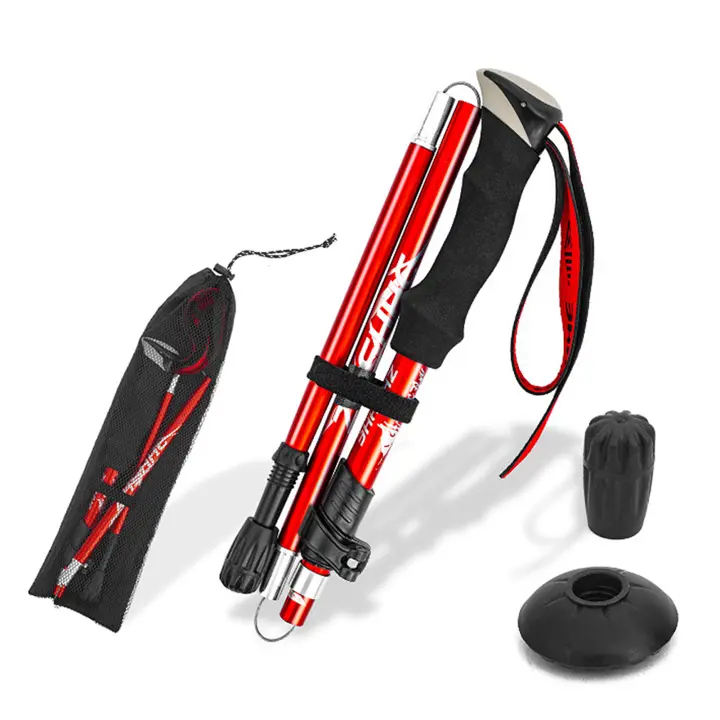 Palo De Caminar Plegable Y Ligero Para Senderismo Y Camping Aluminio EVA Antideslizante Manija Collapsible Five-fold Trekking Pole - 1