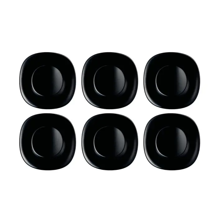 LUMINARC CARINE NEGRO 6 Plato Hondo Vidrio 23,5CM Negro Brillo Fabricado en Francia Reciclable - 1