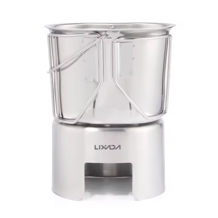 Juego De Cocina Para Camping Con Taza De Acero Inoxidable Y Olla Colgante Para Estufa De Madera Para Supervivencia Al Aire Libre Senderismo Picnic - 1