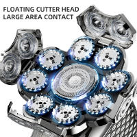 Kit De Aseo Para Hombres Cuchilla Eléctrica 9 Cuchillas Cabeza Flotante Recargable USB 6 En 1 Afeitadora Multifuncional Seco/Húmedo - details 6