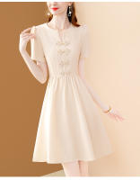 Vestido EVNISI Para Mujer Vintage Botones Chinos V-cuello Elegante Oficina Manga Corta Casual Fiesta A-line Summer - details 8