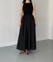 Nuevo Vestido Largo Elegante Y Sencillo Para Mujer En Color Negro Con Cuello Redondo Y Cintura Alta Estilo Temperamento Moda Casual De Verano - details 6
