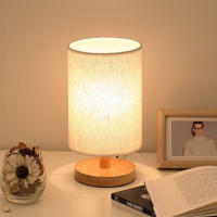 Lámpara De Mesa De Madera USB Con Sombrilla Cilíndrica Luz Nocturna Para El Dormitorio Decoración De Hogar Y Hotel Fuente De Energía Recargable LED Color Amarillo Cálido - details 2