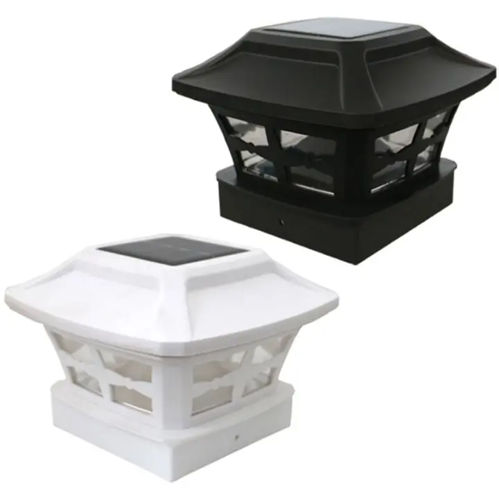 Luces solares para postes, luces solares para postes, bombillas LED para exteriores, luces para postes de cerca para postes de madera en pulgadas, blanco cálido - 1