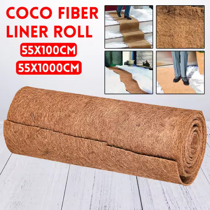 Cesta enrollable con revestimiento de coco de 1 m, cesta para flores, maceta para colgar, doble capa de fibra de coco - 1