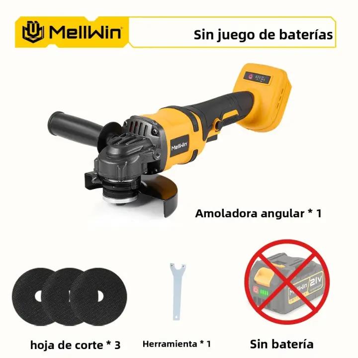 MELLWIN Amoladora Angular Inalámbrica 125mm M14 Sin Escobillas 12000PRM Para Batería Makita Herramienta De Polido Y Amolado - 1
