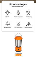 Linterna Portátil Recargable Para Camping Impermeable Multifuncional Para Acampar En Tienda De Campaña Lámpara De Emergencia Para Senderismo - details 3
