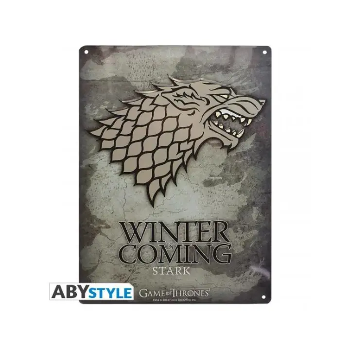 ABYstyle Placa de Metal con Relieve Juego de Tronos Stark Emblema 28x38cm Game of Thrones - 1
