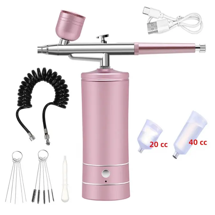 Kit De Aerógrafo Portátil Para Uñas Con Compresor Arte De Uñas Pintura De Pasteles Mini Aerógrafo Recargable Metal Para Belleza Y Cuidado Personal - 1