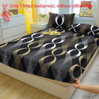 Sábana Ajustada Moderna Y Simple Con Diseño Geométrico Imprimido Mate Sin Almohadillas Cobertor De Cama Para Dormitorio - details 2