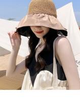 Sombrero De Pescador De Vinilo Protección Solar Para Niñas Verano Cubre Cara Plegable Y Almacenable Sombrero De Paja Versátil - details 21