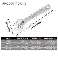 Llave Ajustable De Cr-mn-v Vanadio Larga Manija Universal Herramienta De Reparación Mecánica Para Trabajo En La Tienda - details 2