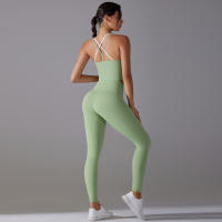Conjunto De Yoga Deportivo Halter Sin Mangas Top Y Pantalones Para Gimnasio Fitness Entrenamiento Correr Ciclismo Color Sólido - details 8