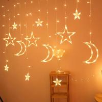 Decoración De Navidad Y Ramadán 2025 Luces De Cortina Guirnalda Estrella Luna Aid EID Mubarak 2024 Para Hogar Eventos Musulmanes Fiesta - details 18