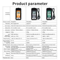 Logger De Temperatura Bluetooth TempU06 Reutilizable Rango De -200℃ Grabador De Datos Con Sensor Externo Para Cadena Fría - details 3