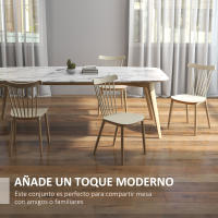 HOMCOM Juego de 4 Sillas de Comedor Estilo Nórdico Sillas de Cocina con Respaldo Alto Asiento de Polipropileno y Patas de Madera de Haya Carga 120 kg 48x52,5x83 cm - details 3