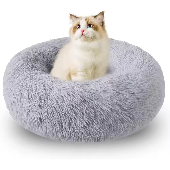 Cama de Perros, Cama para Mascotas, Cama para Gatos Invierno, Alfombra de Felpa Suave y Mullida, para Gato y Perros Medianos Pequeños (Diameter: 50cm, Gris) - 1