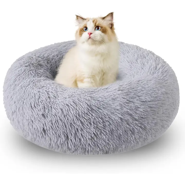 Cama de Perros, Cama para Mascotas, Cama para Gatos Invierno, Alfombra de Felpa Suave y Mullida, para Gato y Perros Medianos Pequeños (Diameter: 50cm, Gris) - 1