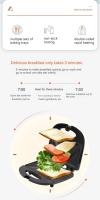 Horno Eléctrico Para Sándwich Y Waffles 650W Máquina De Cocinar Para Desayuno Con Placas Intercambiables Non-stick Para Cocina - details 6