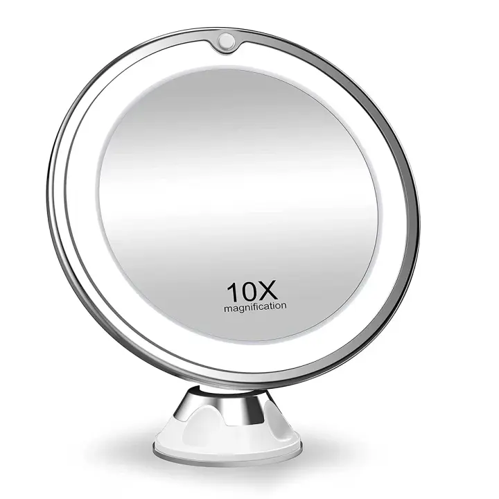 Espejo De Maquillaje Con Aumento Flexible 10x Y Luz LED Portátil Espejo Compacto De Cosméticos Con Succion Para Vestir - 1