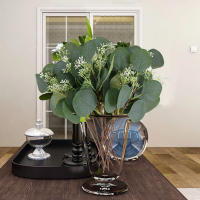 5pcs Ramas De Eucalipto Artificiales Verdes Para Decoración De Boda Casa DIY Coronas Navideñas Regalos Plantas Falsas Para Exhibición Y Uso En El Hogar - details 2