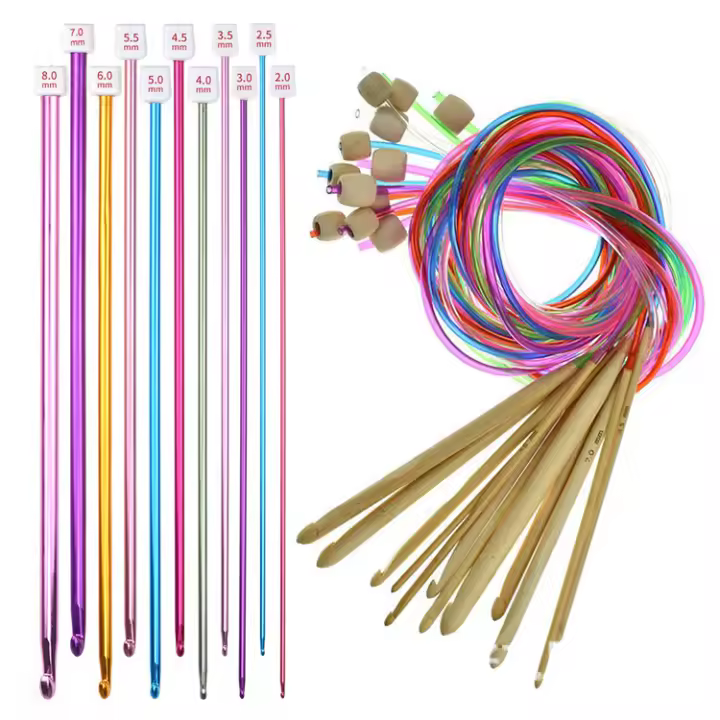 Juego de 23 agujas de crochet tunecinas con cuentas de bambú carbonizado - 1