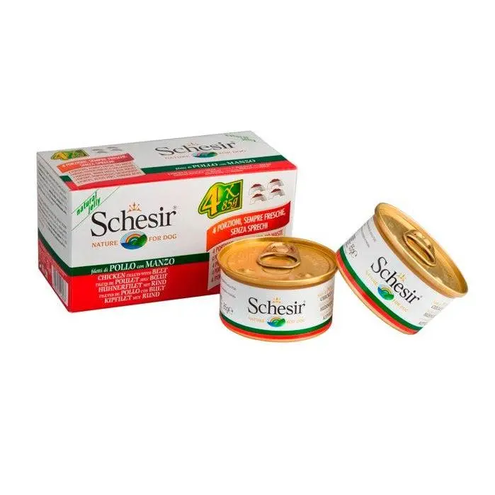 Schesir Pack Pollo y Buey en gelatina (6 x 4 x 85gr) - 1