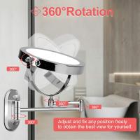 Recargable Espejo Maquillaje con Luz Aumento 1X / 10X, 8 Pulgad Baño de Pared con Regulable 3 Color Luces, Doble Cara con 360 Rotación - details 1