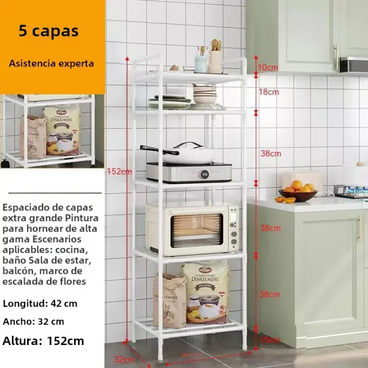 Estante De Cocina Multicapa With RuedasMontage Fácil Soporte De Cocina Sin Perforar Estante De Almacenaje Para Microondas - 1