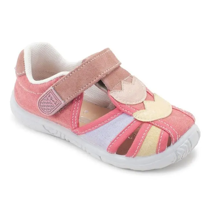 Sandalias niña Zapy color nude coral con tulipanes cangrejeras Zapy con cierre de velcro y fabricadas en España muy comodas - 1