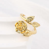 Encanto Anillo de lazo para mujer, estilo elegante, chapado en cobre de 14 quilates, con flor. - details 6