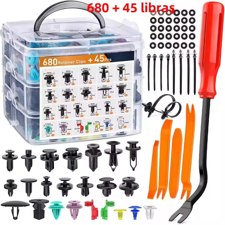 Kit De Herramientas De Retención De Clavija De Automóvil 680 Piezas Clip De Cuerpo De Coche Pin De Presión De Parachoques Puerta De Panel Retenedor De Auto - 1