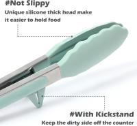 Pinzas de cocina pequeñas de silicona, mini pinzas para servir de grado alimenticio con puntas de silicona, juego de 3, color verde - details 0