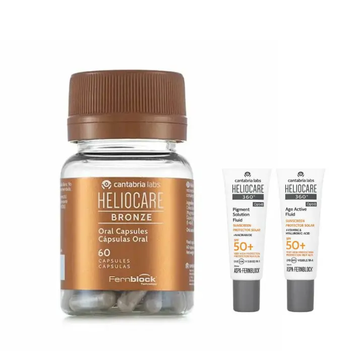 Cantabria Heliocare Bronce 60 Cápsulas + Regalo Protector Age Fluid y Pigment Fluid 3 ml - 1