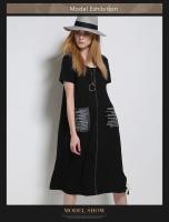 Vestido Amax LuluE De Mujer Vintage Elegante Y Clásico De Manga Corta Algodón Y Poliéster Cuello Redondo A-Line Midi Primavera 2024 - details 0