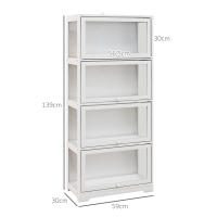 HOMCOM Vitrina de Coleccionista de 4 Niveles Armario Auxiliar con Puertas Abatibles de Acrílico Anti-vuelco Vitrina para Estudio Dormitorio Oficina 59x30x139 cm Blanco - details 2
