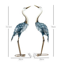 Outsunny Set de 2 Piezas Estatuas de Jardín de Grulla de Acero Esculturas de Garza para Exteriores Adornos de Grulla para Decoración de Césped Patio Estanque - details 2