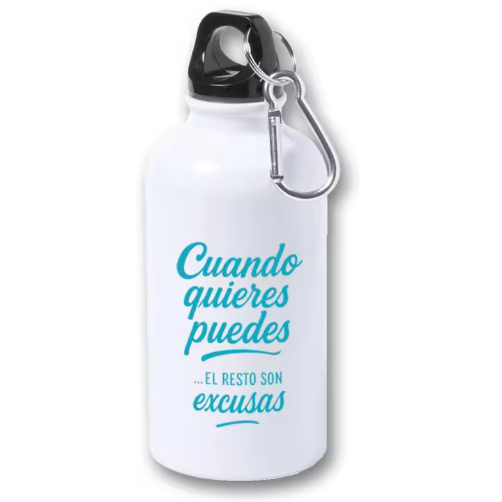 MERCHANDMANIA Bidón 400ml metálico frase motivadora cuando quieres puedes para viaje y deporte - 1