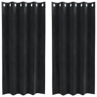 Cortinas Opacas vidaXL con Ojales 2 pcs de Terciopelo Negro - details 1