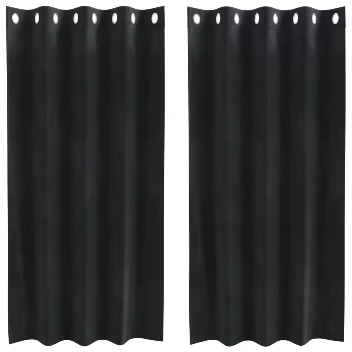 Cortinas Opacas vidaXL con Ojales 2 pcs de Terciopelo Negro - 1