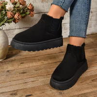 Botas Cortas De Peluche Para Mujer Invierno 2024 Calzado Casual Suela De Goma Material De Superficie CANVAS Lining PU Botas Chelsea De Tobillo Plataforma Sin Tacón - details 14