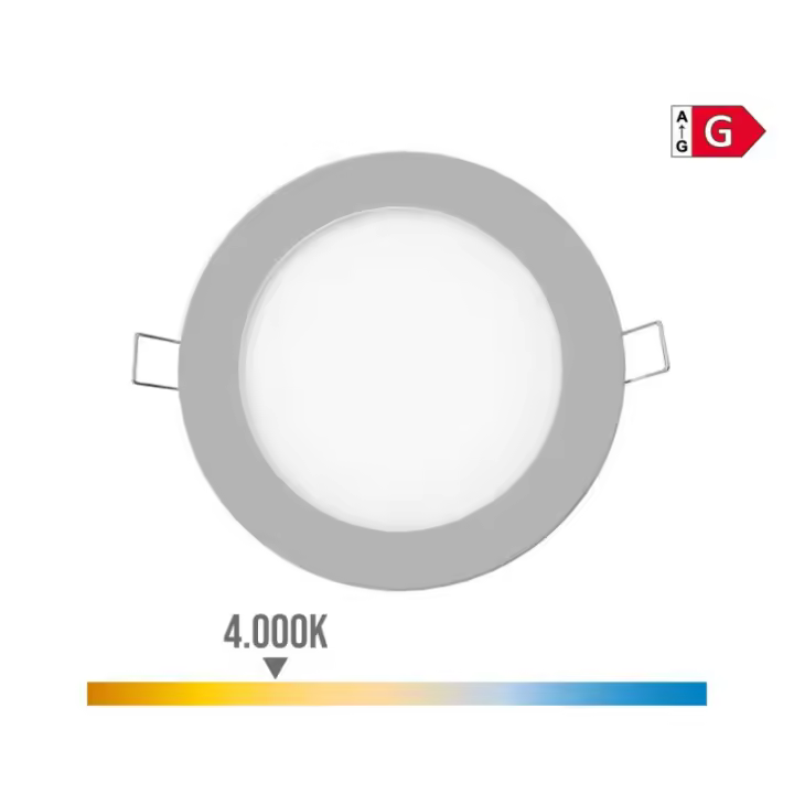 EDM Mini Downlight LED Empotrable Redondo 6W 4000K Luz Día Cromado Ø11,7 cm - 31604  Iluminación Interior Downlights - 1
