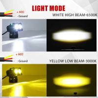 Faros Auxiliares LED Para Motocicleta 60W Lente Doble Luz Dual Color Blanca Y Amarilla Antiniebla Iluminación Motocicleta - details 6