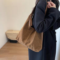 Bolso De Hombro Para Mujer Vintage Con Capa Mate Gran Capacidad Color Sólido Estilo Casual Retro Para Otoño Bolsa De Comercio - details 6