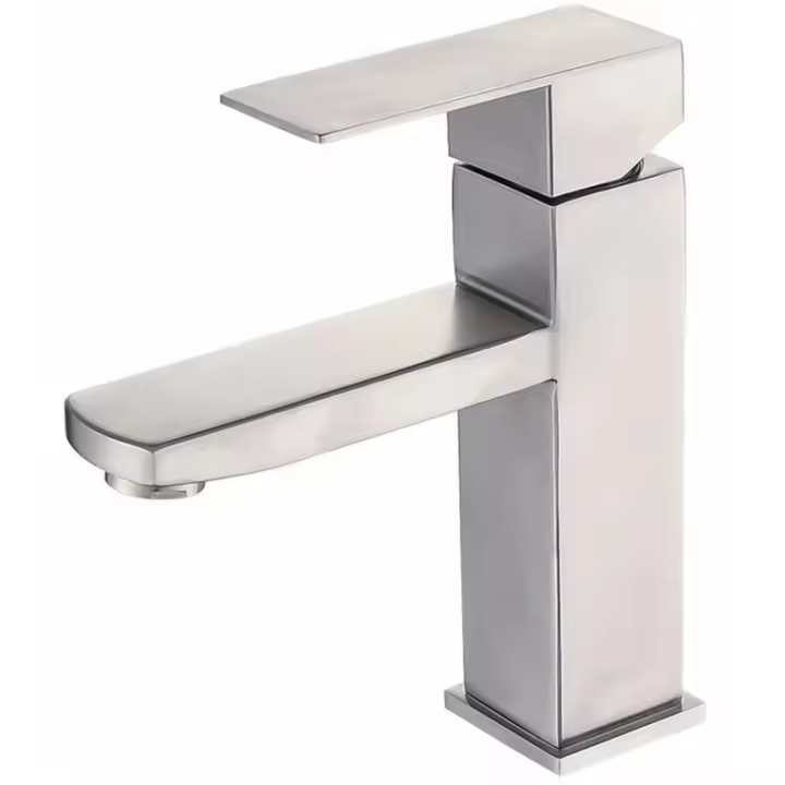 Grifo de acero inoxidable 304 para baño, grifo de agua fría y caliente, grifo para lavabo, grifo para baño debajo del lavabo (A) - 1