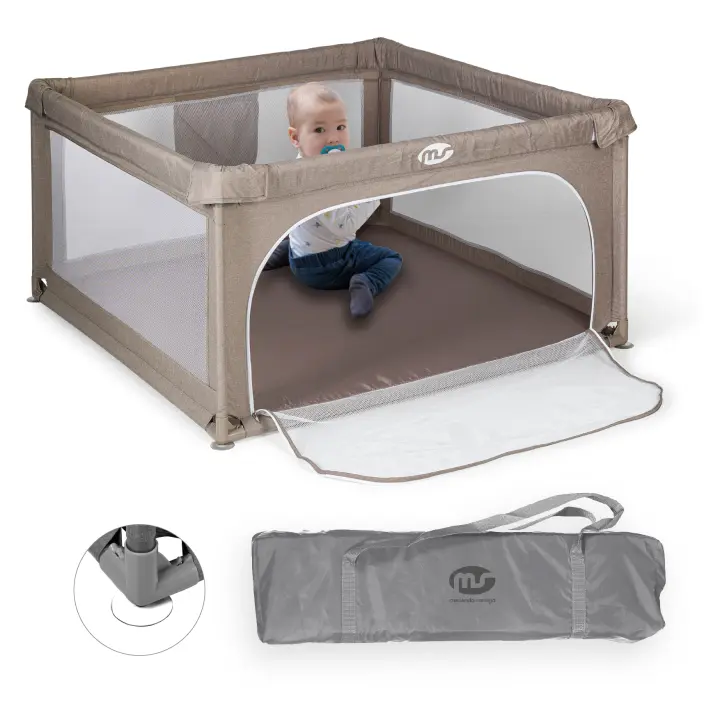 Parque Infantil XXL,  XL  y L (3 MEDIDAS DISPONIBLES 180*200,180*120 o 120*120) - Corralito para bebé plegable - Parque de juegos para bebe Seguro, Con gateras y ventana red - 1
