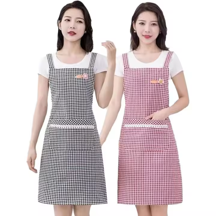 delantales de cocina de algodón con bolsillos para mujer, suaves y aptos para cocinar, pintar y hornear (color aleatorio). - 1