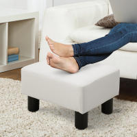 HOMCOM Reposapiés Otomano Taburete Pequeño Tapizado en Piel Sintética con Asiento Acolchado de Espuma y Patas de Plástico para Sofá Dormitorio 40x30x24 cm - details 1