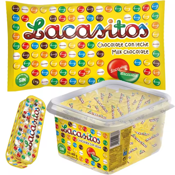 Pack Lacasitos bolsa 1kg, pack 3x200u y estuche escolar 5 tubos de 20g - 1