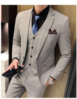 Traje De Boda Elegante Y Casual Para Hombres Estilo Británico Coreano Slim Conjunto De Chaqueta Chaleco Y Pantalones Para Oficina Y Celebraciones - details 21